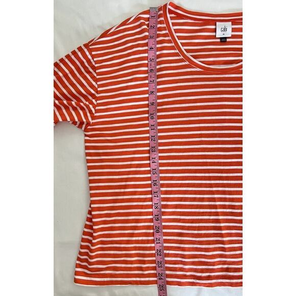 Cabi Slouchy Oversized Orange White Stripe Short Sleeve Boxy Top Women’s Size M - Picture 8 of 10